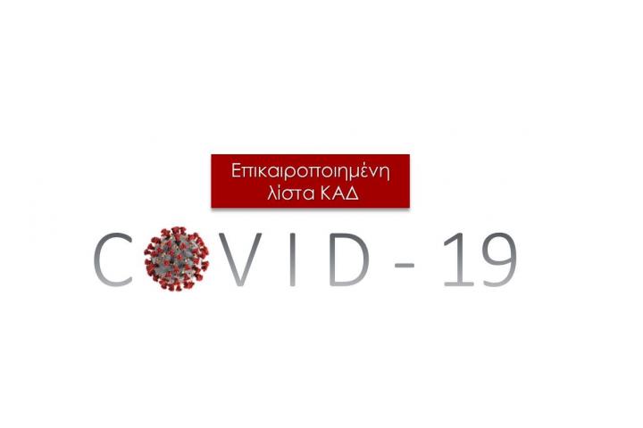 Eπικαιροποιημένη λίστα με τον Κωδικό Αριθμό Δραστηριότητας (ΚΑΔ) των κλάδων που πλήττονται από την εξάπλωση του κορονοϊού  