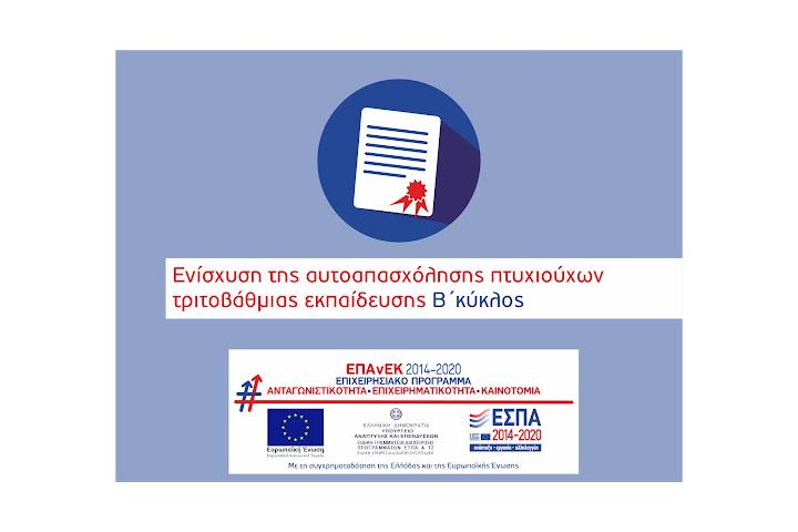 Τρίτη (3η) Απόρριψη Πράξεων Κρατικών Ενισχύσεων στο πλαίσιο της πρόσκλησης «Ενίσχυση της Αυτoαπασχόλησης Πτυχιούχων Τριτοβάθμιας Εκπαίδευσης-Β’ Κύκλος» του ΕΠΑνΕΚ